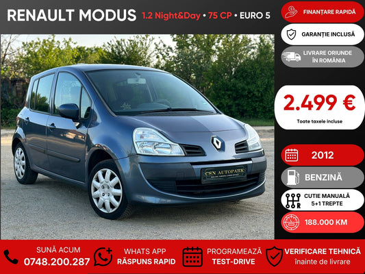 Renault Modus 1.2 Night&Day • 2012 • Benzină • 75 CP • Euro 5