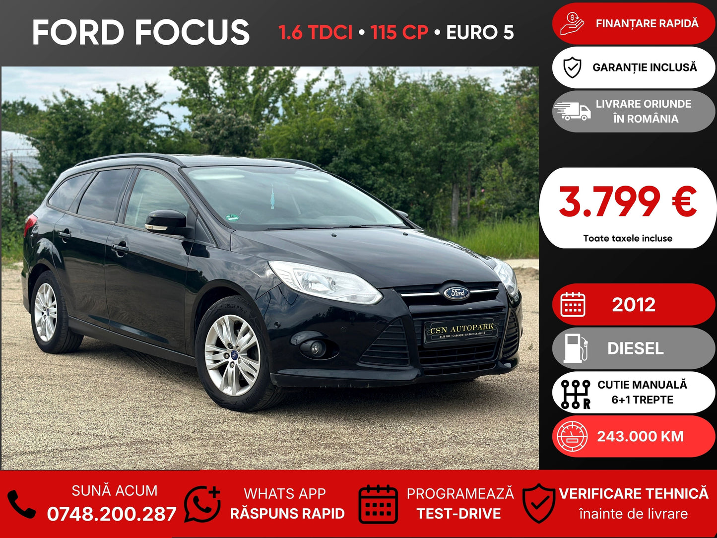 Ford Focus 1.6 TDCI • 2012 • Diesel • 115 CP • Euro 5